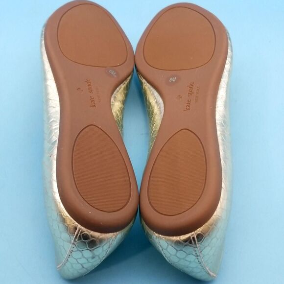 Kate Spade Women's Ollie Peep Toe Pearl Embellished Flats Size 6 - Picture 4 of 6